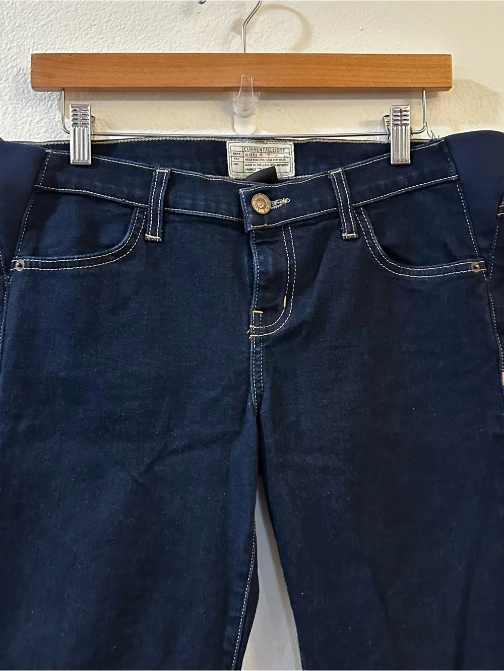 Hatch × Current Elliott Sz 29 Maternity Stiletto Jeans in Serenity Dark Wash - Picture 3 of 9